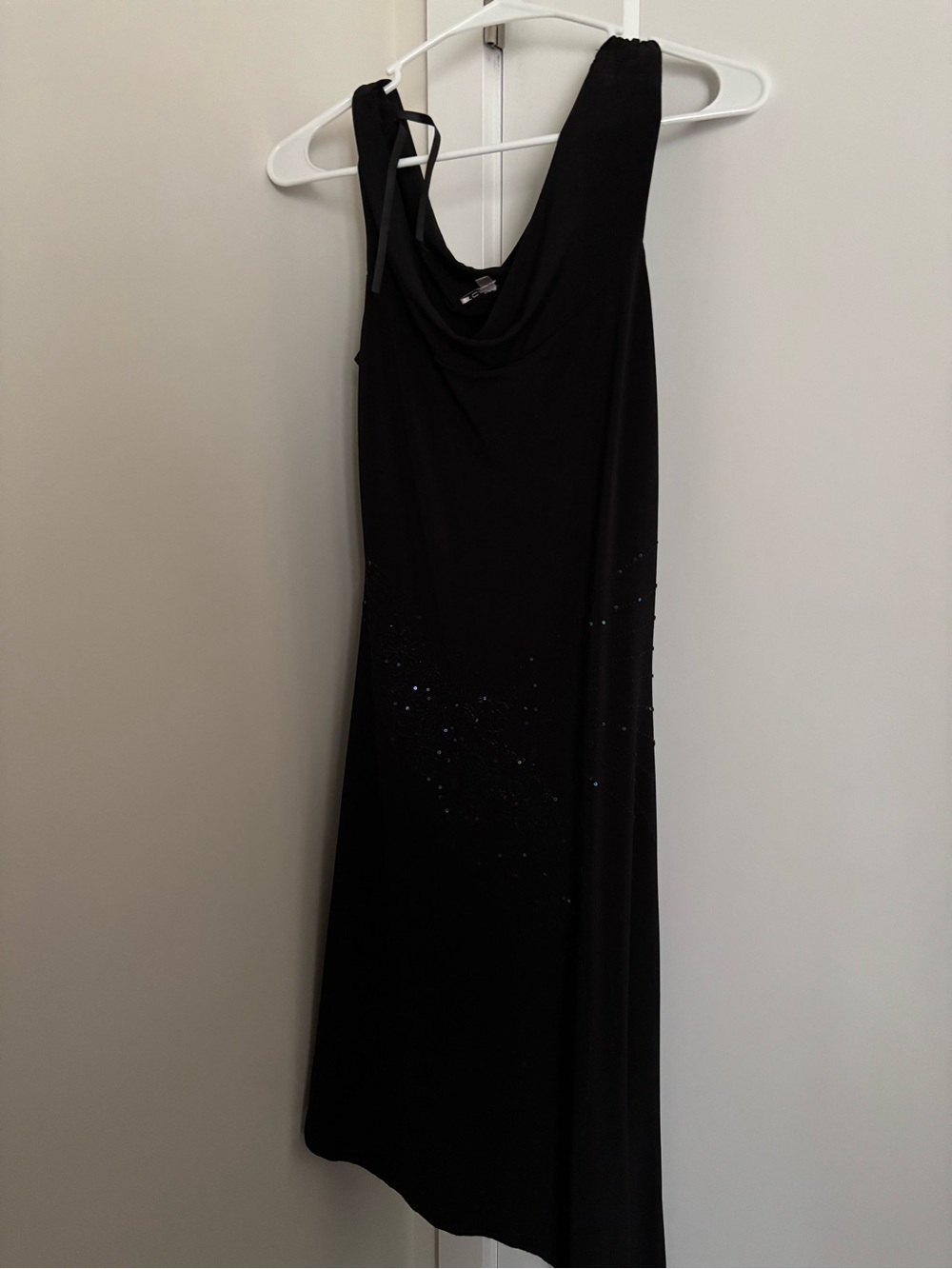 Moa Moa Black Asymmetrical One-Shoulder Evening Dress